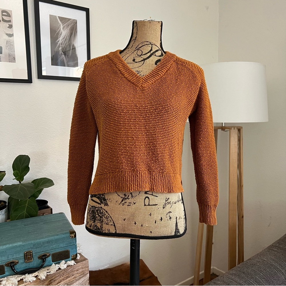 Madewell Hemlock V-Neck
Pullover Sweater Knit Golden Pecan Size XS